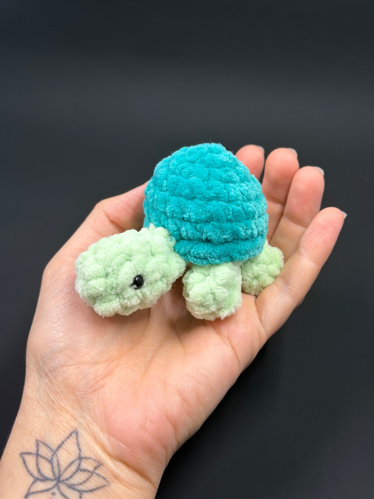 Crochet Turtle Plushie | Handmade Amigurumi Turtle | Chunky Chenille Yarn Stuffed Animal | Cute Keychain or Plush Toy