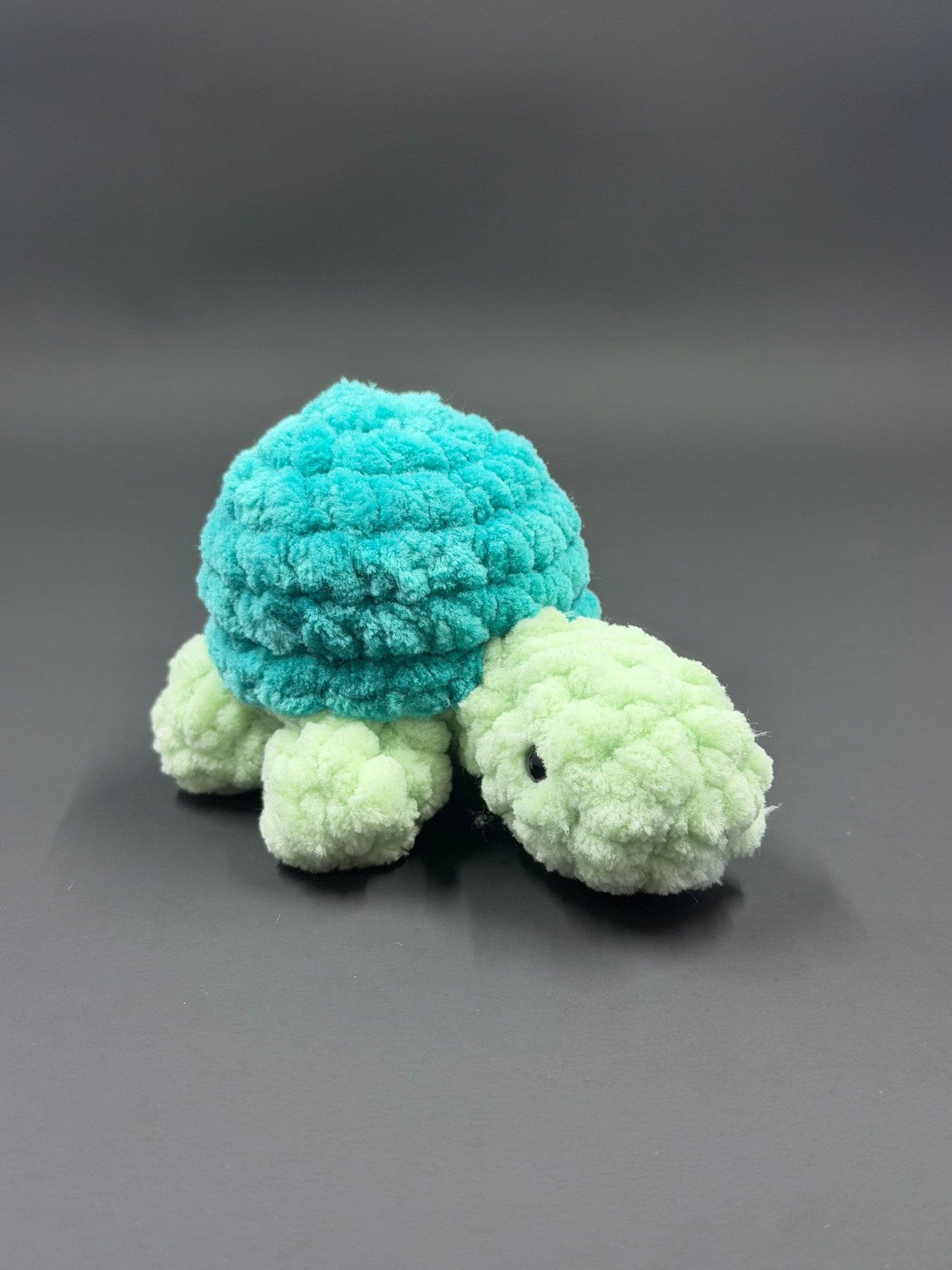 Crochet Turtle Plushie | Handmade Amigurumi Turtle | Chunky Chenille Yarn Stuffed Animal | Cute Keychain or Plush Toy