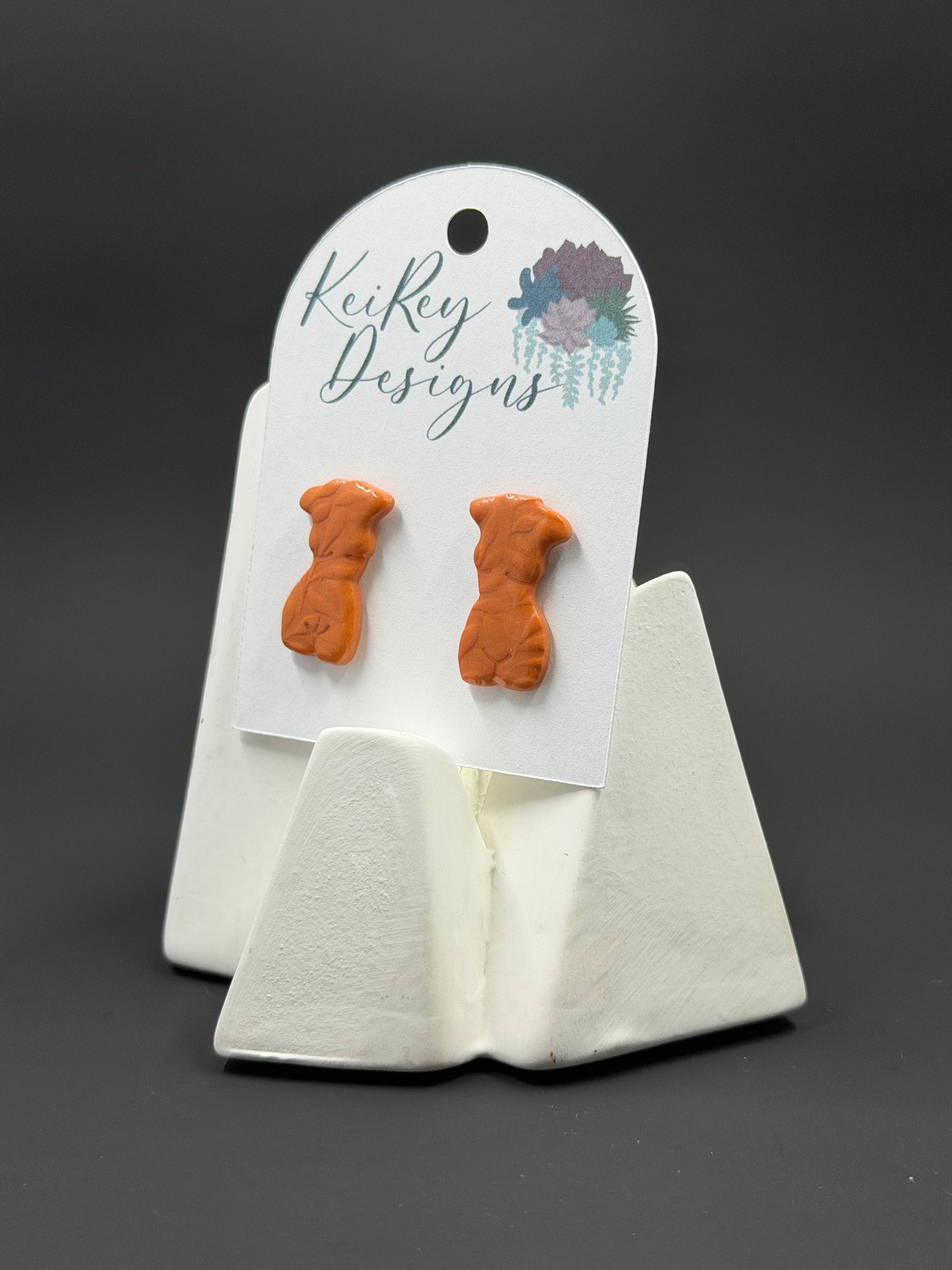 Terracotta Body Silhouette Polymer Clay Stud Earrings | Resin-Coated Statement Earrings | Handmade Feminine Earrings | Body Positive Jewelry