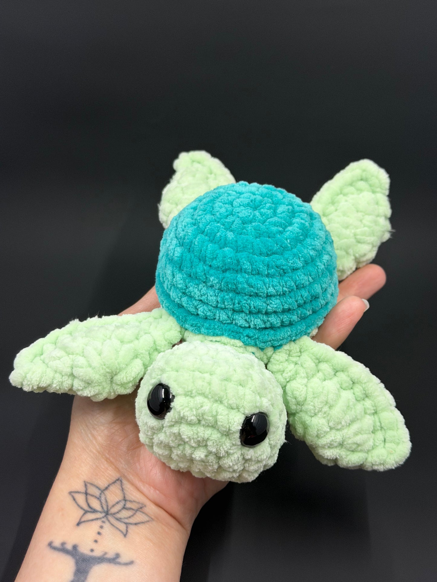 Crochet Sea Turtle Plushie | Handmade Amigurumi Turtle | Chunky Chenille Yarn Stuffed Animal | Cute Keychain or Plush Toy | Limited Batch