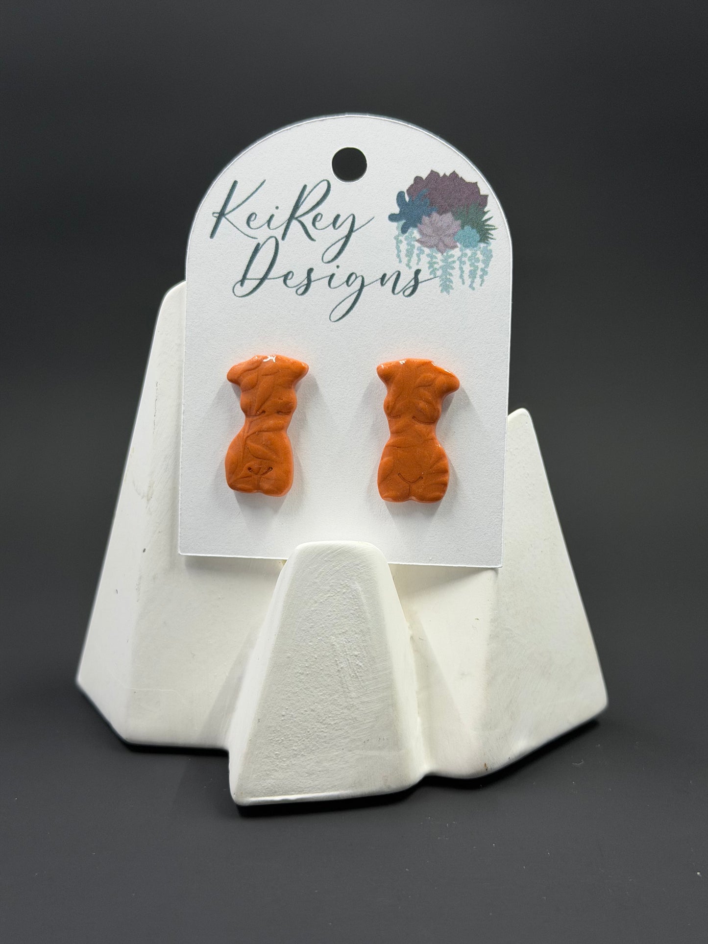 Terracotta Body Silhouette Polymer Clay Stud Earrings | Resin-Coated Statement Earrings | Handmade Feminine Earrings | Body Positive Jewelry