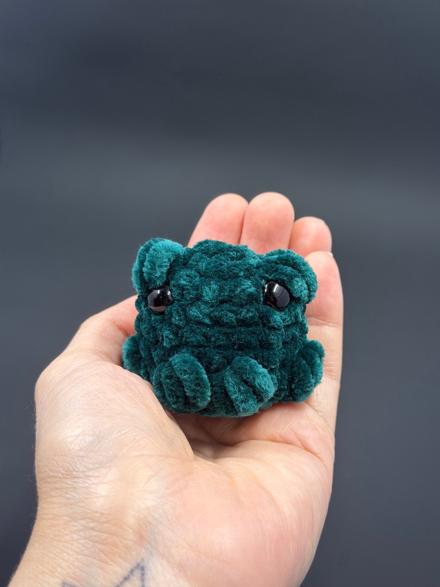 Garden Frog Trio | Handmade Amigurumi Frog Plush | Chunky Chenille Stuffed Animal | Nature-Inspired Colors | Bag Charm or Plush Toy