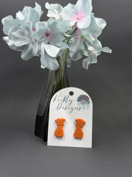 Terracotta Body Silhouette Polymer Clay Stud Earrings | Resin-Coated Statement Earrings | Handmade Feminine Earrings | Body Positive Jewelry