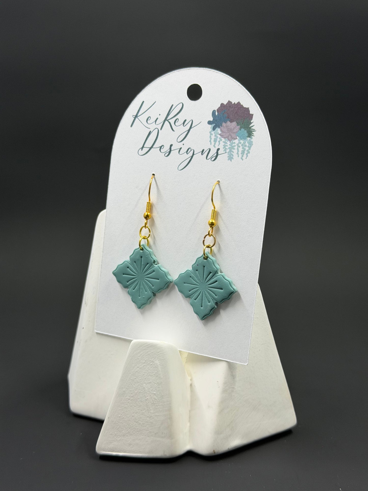 Teal Mandala Polymer Clay Dangle Earrings | Resin-Coated Statement Earrings | Handmade Geometric Floral Earrings | Lightweight Boho Jewelry