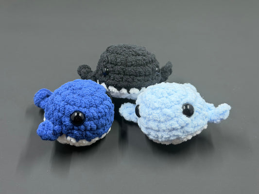 Crochet Whale Plushie | Handmade Amigurumi Whale | Chenille Stuffed Animal | Cute Ocean Keychain or Plush Toy | Mini Ocean Plush