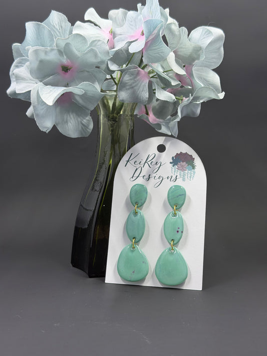 Mint Green Polymer Clay Statement Earrings | Resin-Coated Dangle Earrings | Handmade Lightweight Geometric Jewelry | Modern Boho Earrings